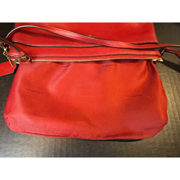 Coach Red Leather East West Crossbody Bag *READ - Picture 6 of 16